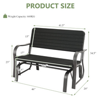 Tangkula Outdoor Glider Patio Chair Bench, Porch Glider Loveseat Swing Bench