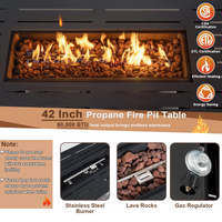 Tangkula Outdoor 60,000 BTU Fire Pit Table, Patiojoy 42 Inch Rectangular Propane Gas Fire Table with Solid Steel Frame, Electric Ignition