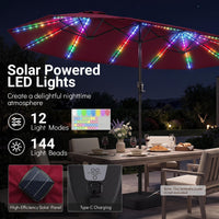 Tangkula Patio Umbrella with Solar Lights | Multi-Colored LED Lights