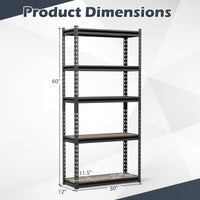 Tangkula 5-Tier Metal Storage Shelves with Adjustable Racks (1/2/3/4)