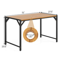Tangkula Acacia Wood Outdoor Dining Table with 1.97” Umbrella Hole