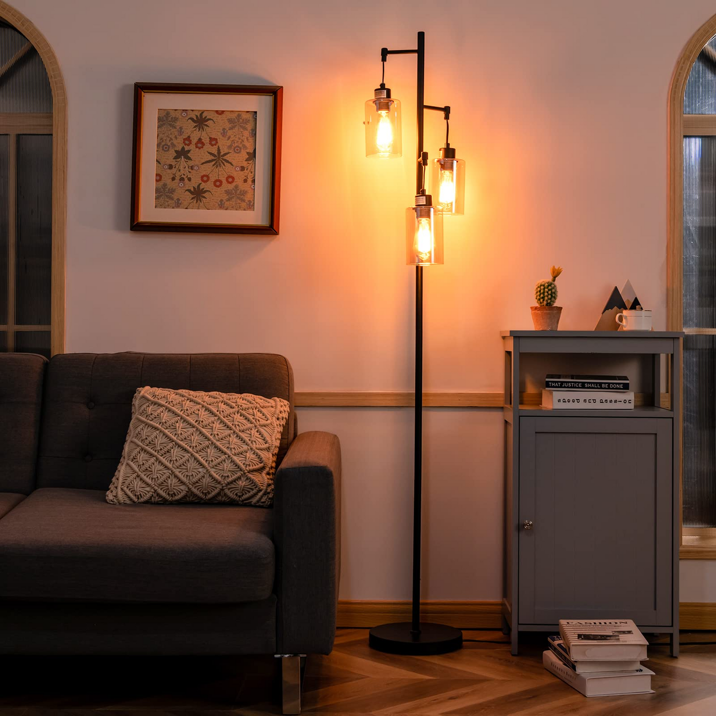 Tangkula 3 Lights Floor Lamp, Retro Floor Lamp