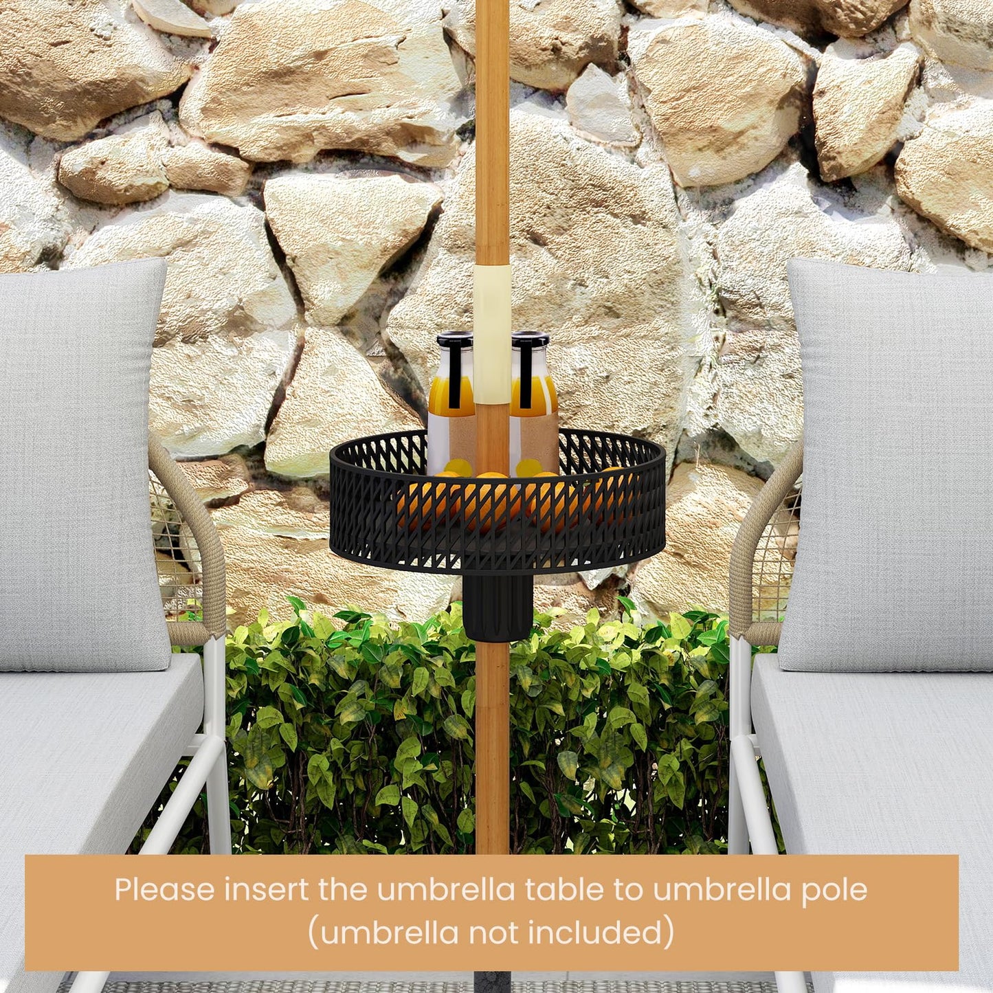 Tangkula Patio Umbrella Table Tray for Beach Garden Poolside