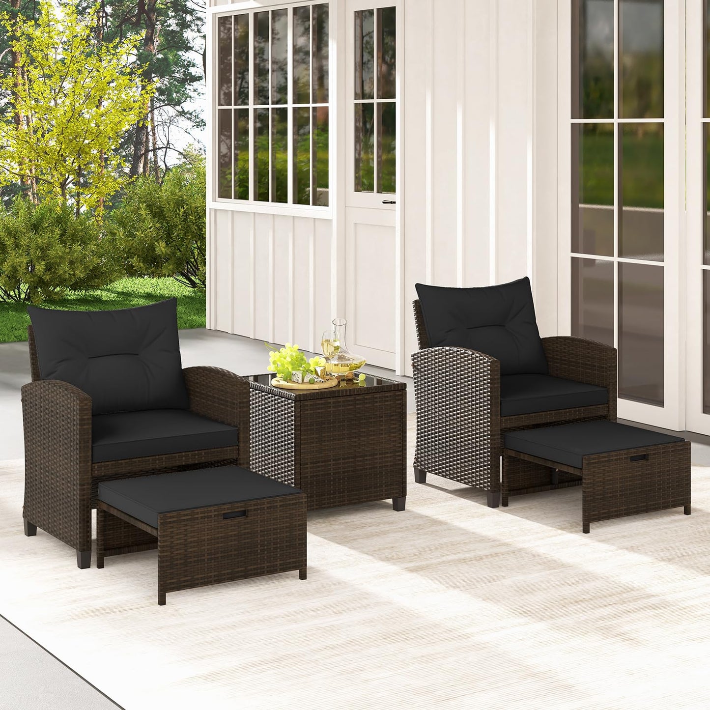 Tangkula Outdoor Chaise Lounge, Patio Wicker Lounge Chair w/ 4-Level Backrest, Heavy-Duty Metal Frame