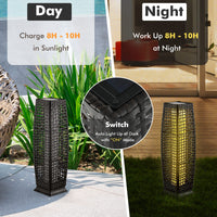 Tangkula 2-Piece Outdoor Solar Powered Floor Lamps, IP65 Waterproof Wicker Floor Lamps with Auto On/Off LED Light