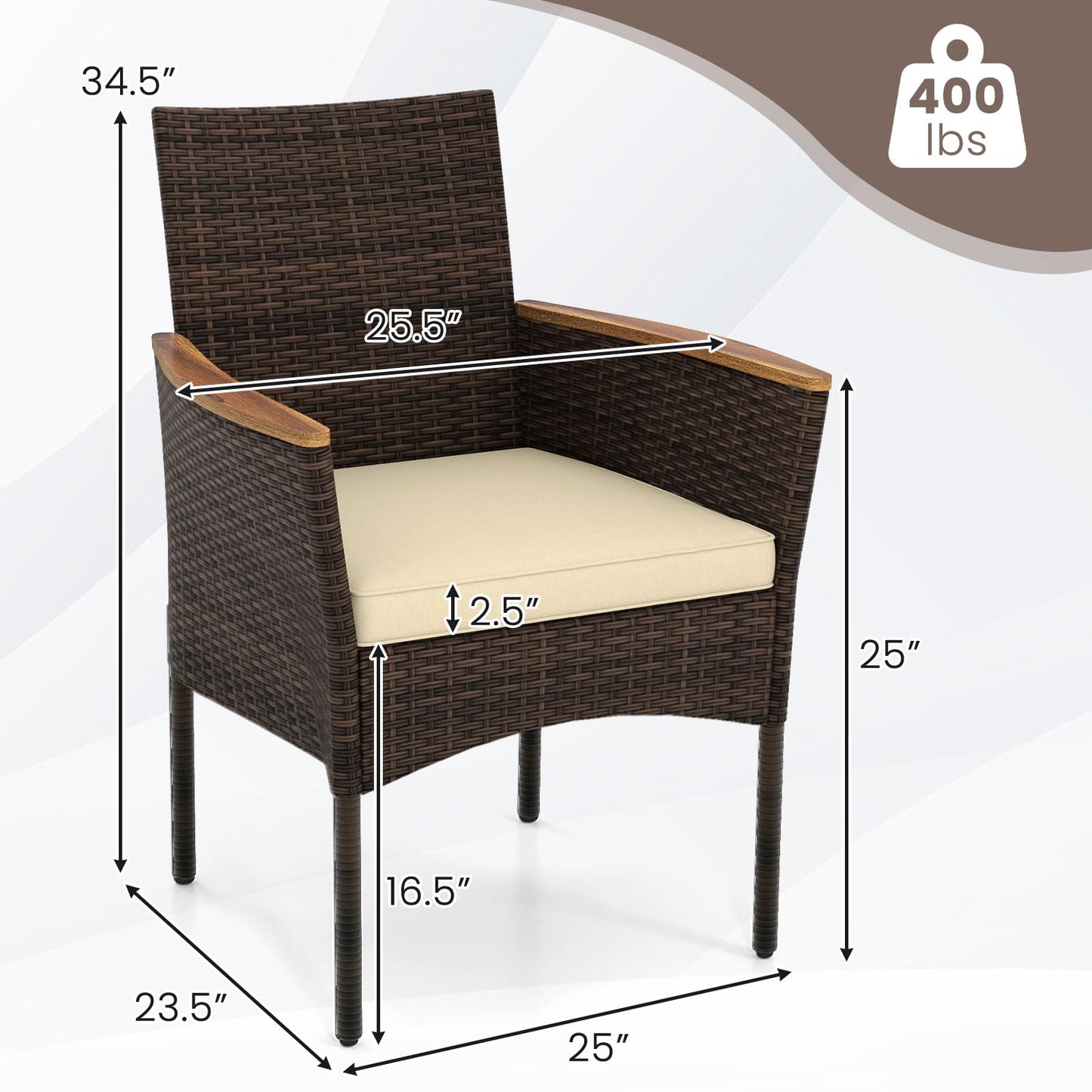 Tangkula Outdoor Patio Wicker Chairs Set of 6