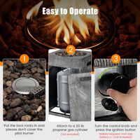 Tangkula 16 Inch Patio Propane Fire Pit, Patiojoy Electronic Ignition Square Gas Fire Pit with Protective Cover