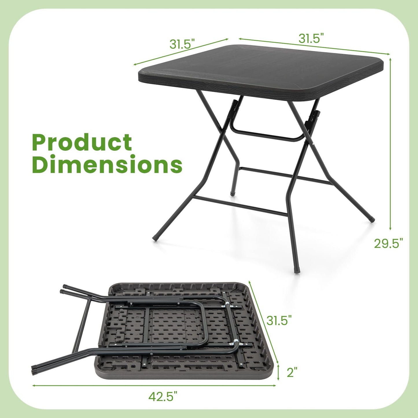 Tangkula 31.5" Square Folding Table