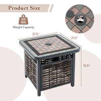 Tangkula 21.5 Inches Outdoor PE Rattan Side Table, All Weather Patio Square End Table with Resin Tabletop
