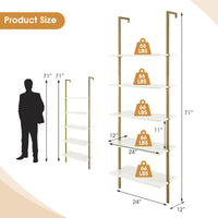 Tangkula 5-Tier Bookshelf Modern Wall Mounted Ladder Shelf