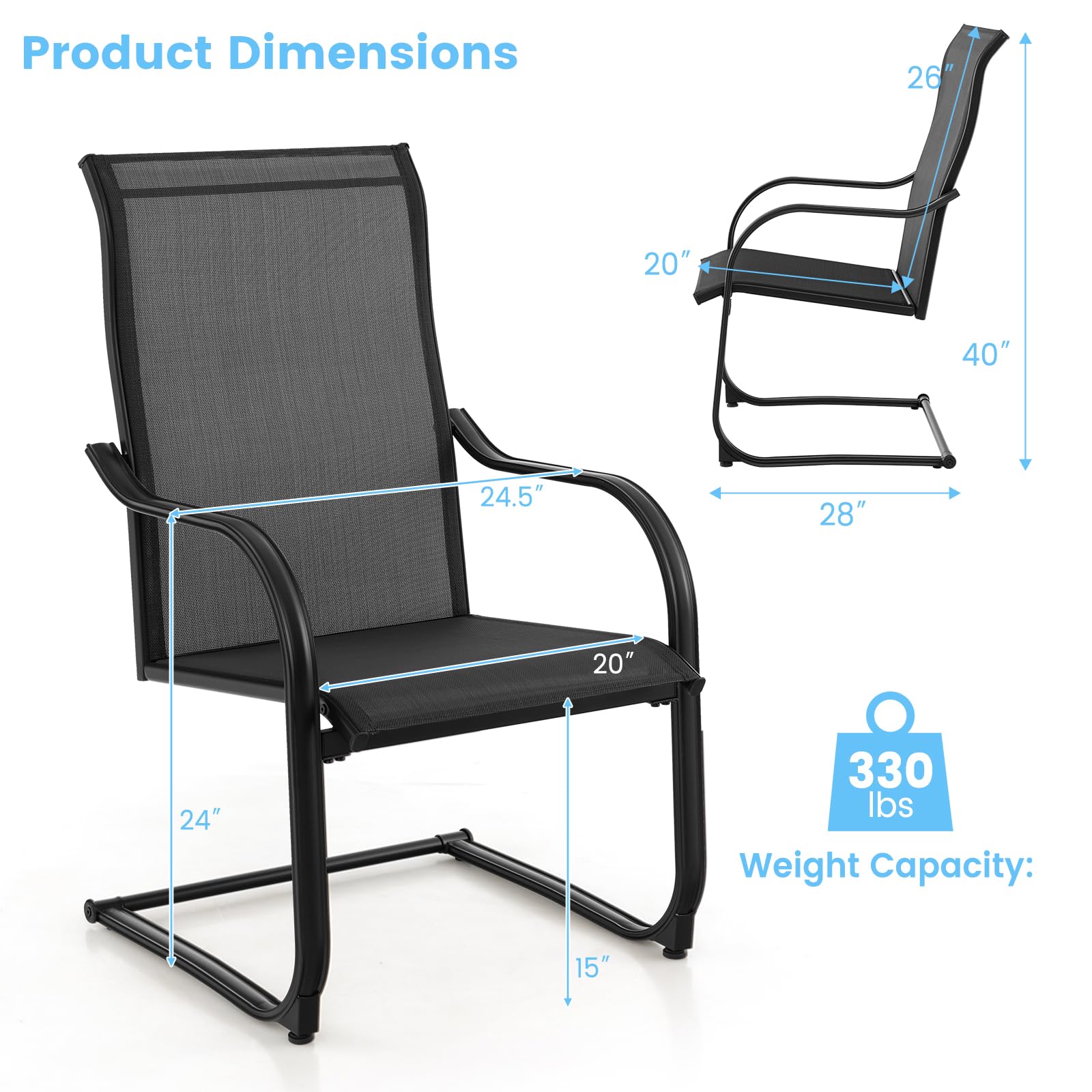 2 Pieces Outdoor Dining Chairs - Tangkula