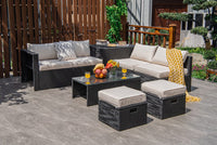 8-Piece Patio Furniture Set with Cover, 2 Ottomans, 2 Armless Sofas & Corner Sofas