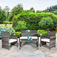 Tangkula 4/8 PCS Wicker Patio Conversation Set, Outdoor Rattan Sofas with Table Set