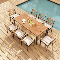 Tangkula 9 Piece Outdoor Patio Dining Set