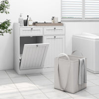 Tangkula Meuble de rangement double à bascule pour panier à linge, 80 cm de haut, pour salle de bain