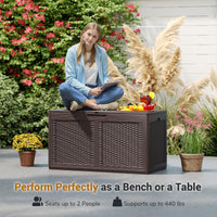 Tangkula 100 Gallon Outdoor Storage Box with 2 Smooth Wheels