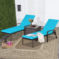 Tangkula Set of 2 Patio Furniture Outdoor Rattan Wicker Lounge Chair Set