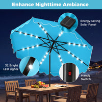 Tangkula 9 FT/10 FT Solar Patio Umbrella with Base Included 32 LED Lights