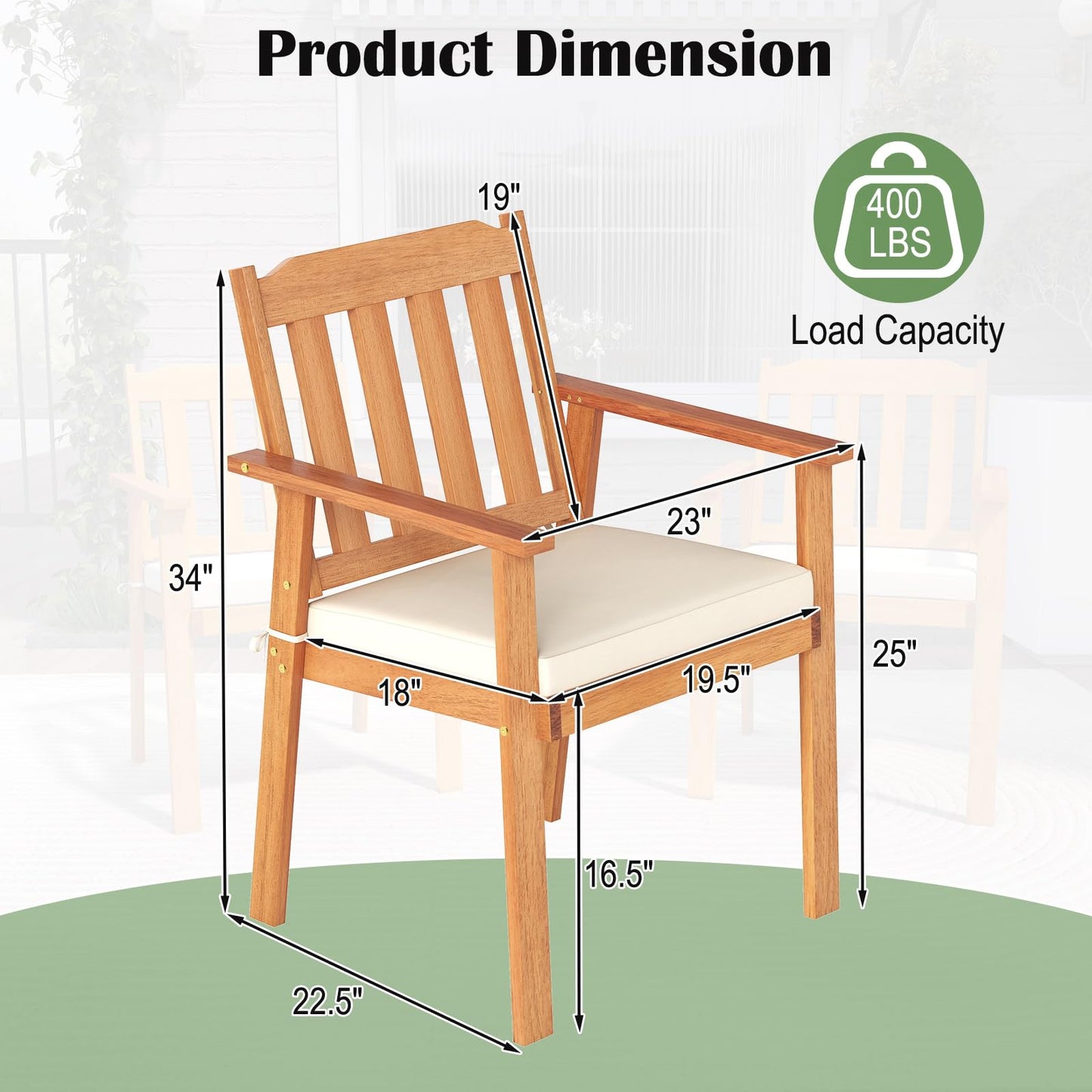 Tangkula Wooden Patio Chair Set of 2/4 for Patio