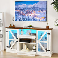 Tangkula Farmhouse LED TV Stand for TV up to 65 Inch