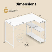 Tangkula L-Shaped Computer Desk with Reversible Shelves