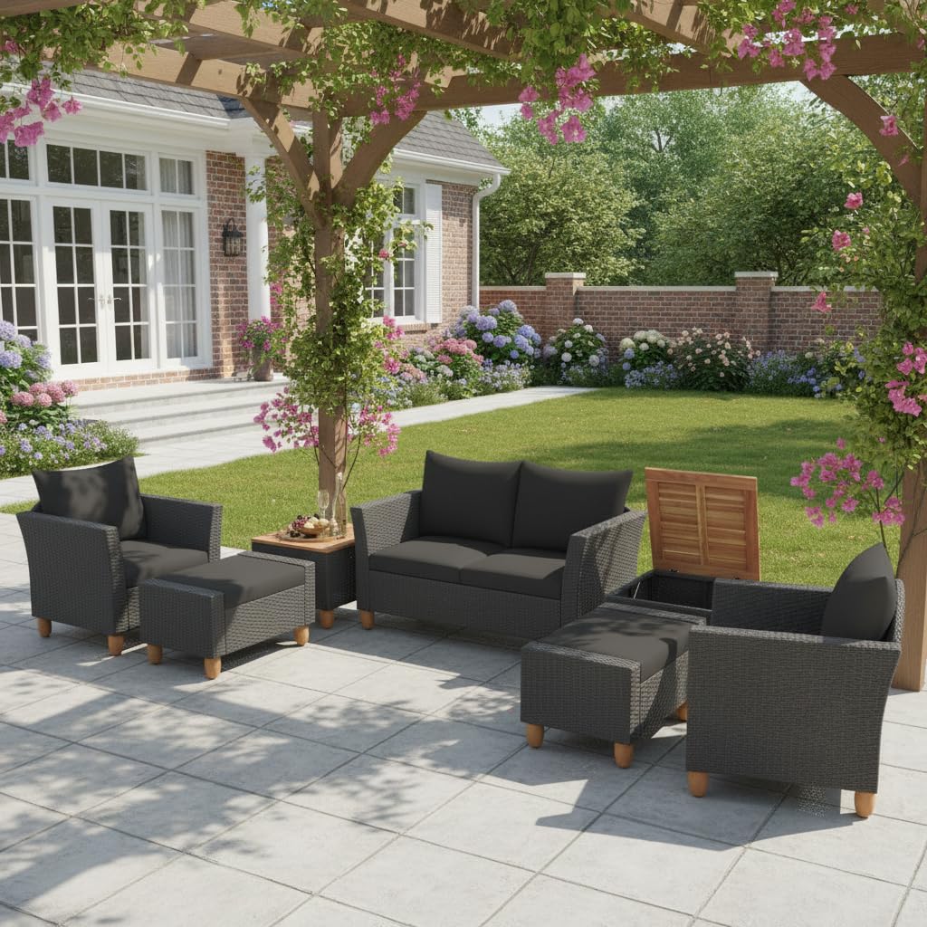 Tangkula 7 Pieces Patio Furniture Set with Loveseat