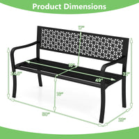 Tangkula Metal Outdoor Park Bench 50 Inches Patio Garden Bench