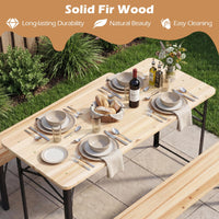 Tangkula 3 Piece Folding Picnic Table with 2 Benches
