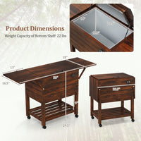 Tangkula Wooden Patio Cooler Table with Bottle Opener & 3 Handles