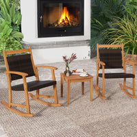 Tangkula 3 Pieces Patio Rocking Chair Set