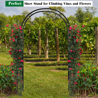 7.2 Ft Garden Arbor, Metal Trellis Arch for Climbing Plants, Indoor Outdoor Rose Arbor with Gate