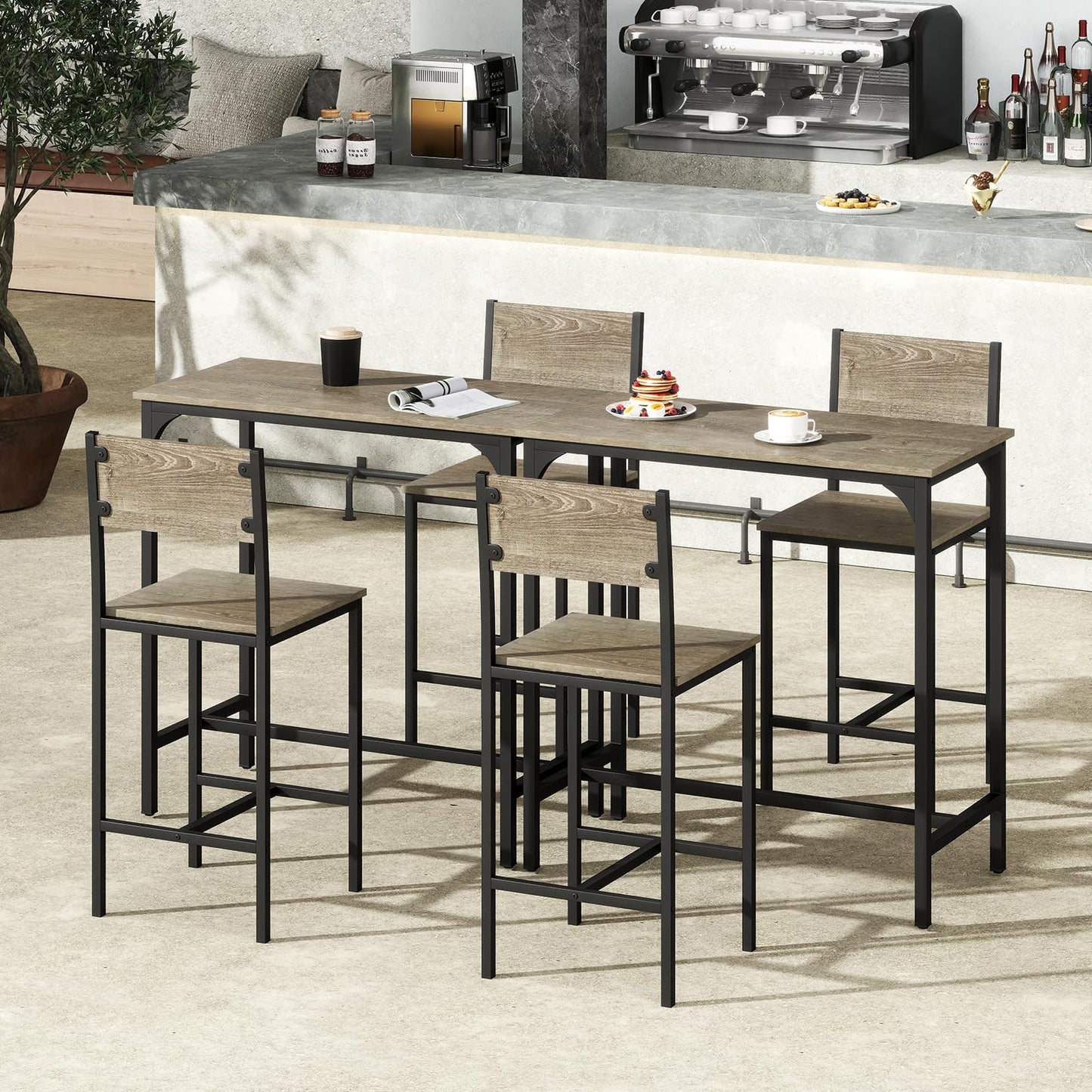 Tangkula 3 Piece Counter Height Bar Table Set Pub Table and Chairs