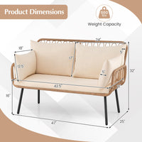 Tangkula Patio Wicker Loveseat Outdoor 2-Seater PE Rattan Sofa