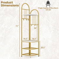 Tangkula 4-Tier Coat Rack Corner Hall Tree with Shoe Storage Bench