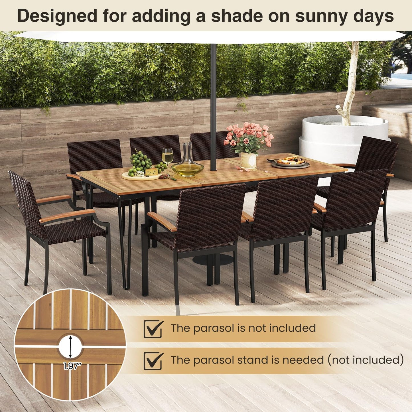 Tangkula 9-Piece Patio Dining Set for Backyard Garden