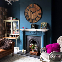 Tangkula Horloge Murale Ronde 30 Pouces, Grande Horloge Murale de Ferme avec Chiffres Romains