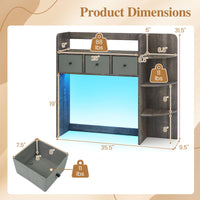 Tangkula Desktop Bookshelf with LED Lights Dorm Desk Hutch