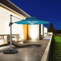 Tangkula 10 FT LED Cantilever Offset Hanging Patio Umbrella with Weight Base