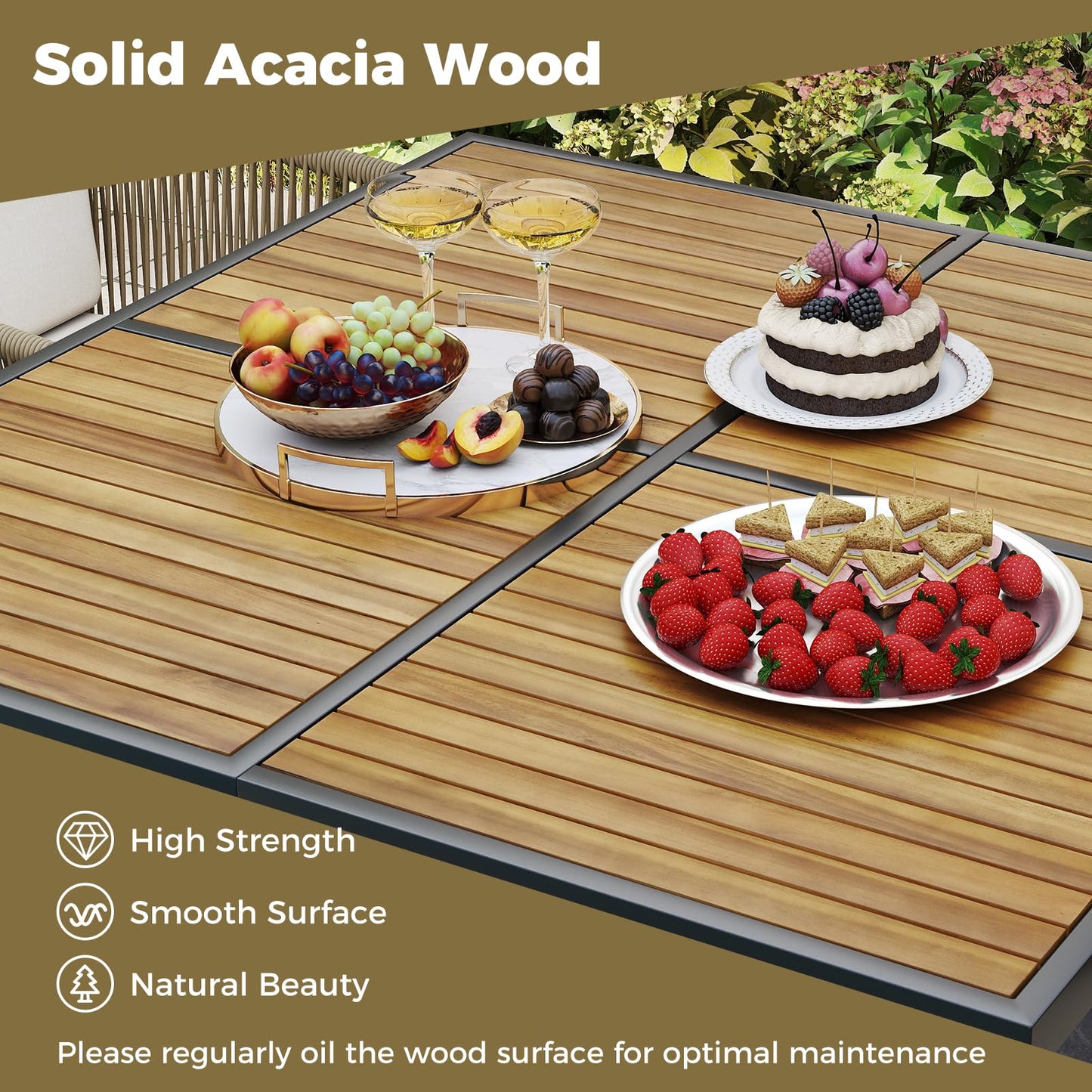 Tangkula 5 Pieces Patio Dining Set Outdoor Rectangular Table and Chairs
