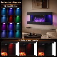 Tangkula 18"/26"/36"/46" 3-Sided WiFi Electric Fireplace with 32"/40"/50"/60" Floating Mantel
