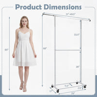 Tangkula Double Rolling Clothes Rack with Wheels