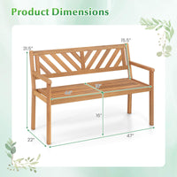 Tangkula 2-Person Patio Garden Bench with Armrests & Backrest