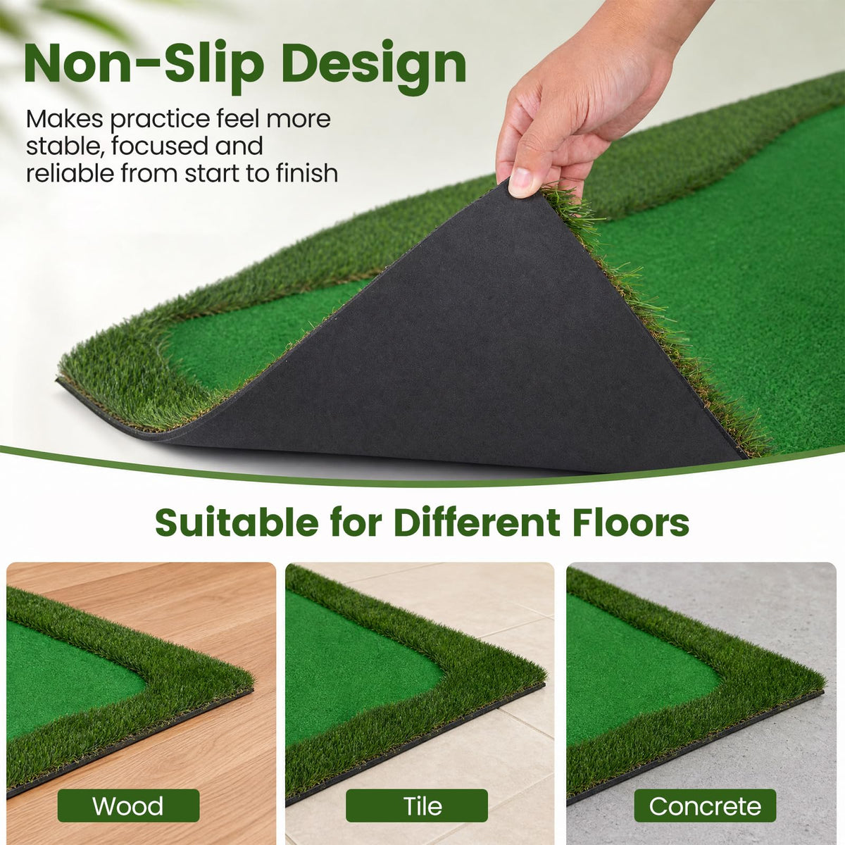 Tangkula 10 FT Golf Putting Green with Realistic Artificial Grass Turf