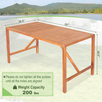 Tangkula 55" Acacia Wood Outdoor Dining Table for 4-6 Person