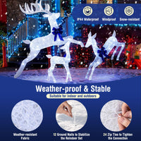 Tangkula 3 Pieces Lighted Christmas Reindeer for Lawn Yard Garden