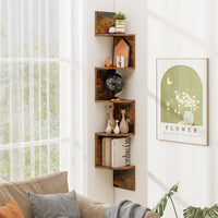 Tangkula 5-Tier Corner Shelf Wall Mount Farmhouse Floating Corner Bookshelf