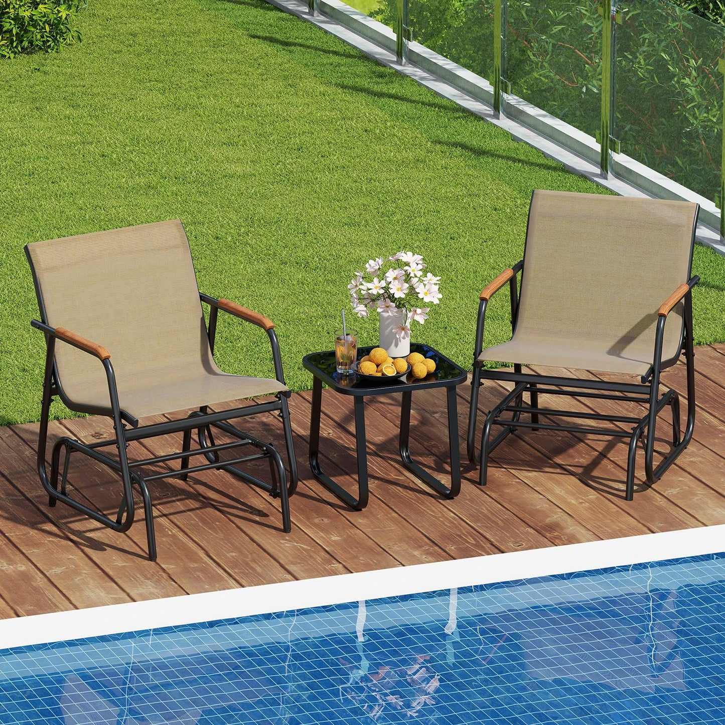 Tangkula 3 Piece Patio Bistro Set