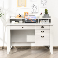 Tangkula 48" Computer Desk with 4 Storage Drawers & Hutch, Home Office Desk Vintage Desk