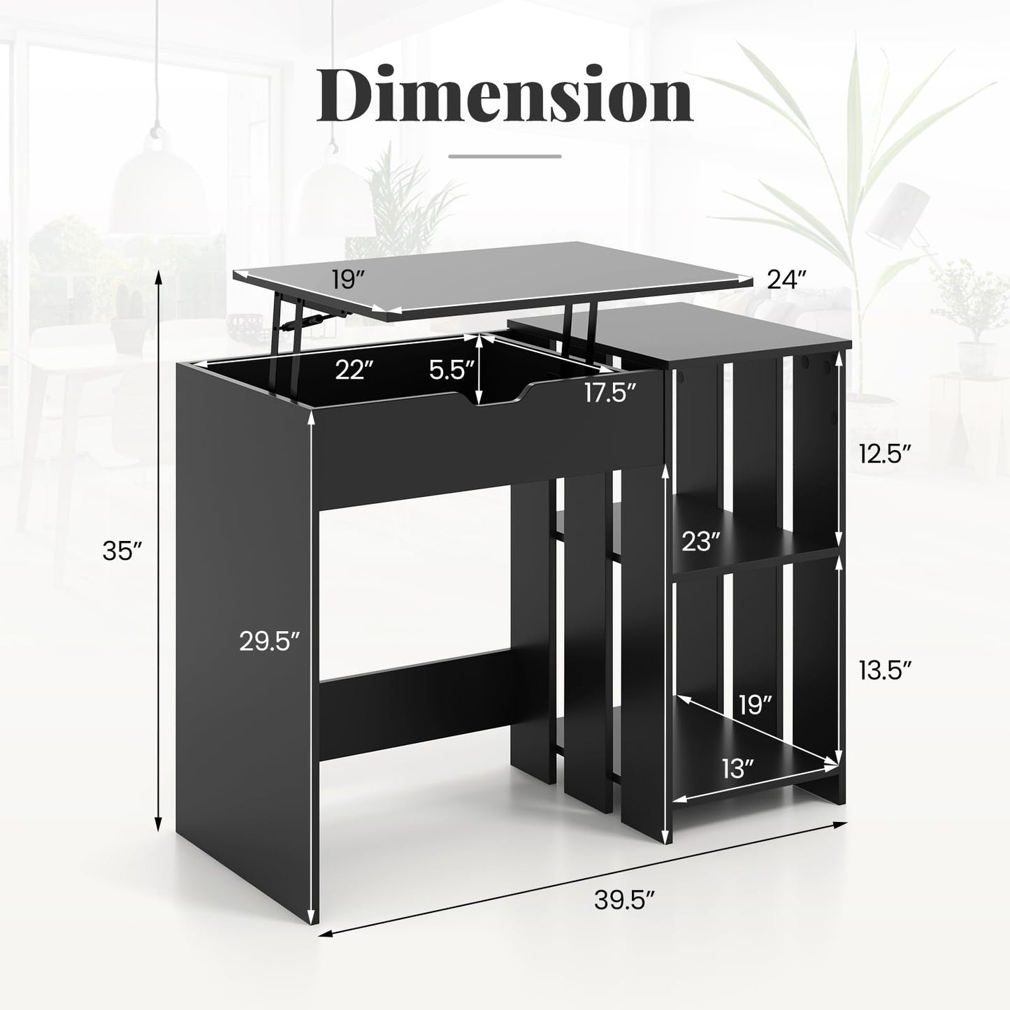 Tangkula Computer Desk with Lift Top