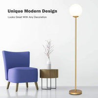 Tangkula Globe Floor Lamp, Mid Century Modern Standing Lamp with Acrylic Lampshade (Gold)